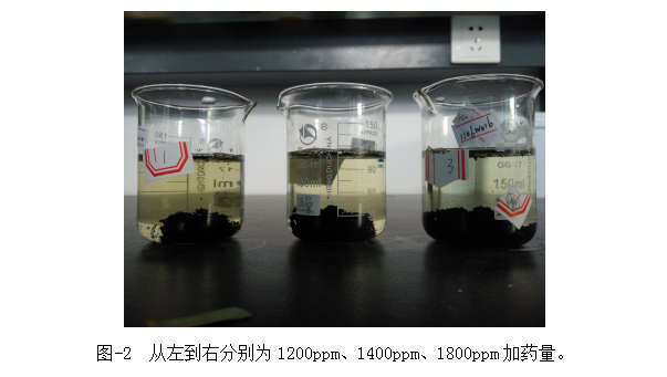 圖-2  從左到右分別為1200ppm、1400ppm、1800ppm加藥量